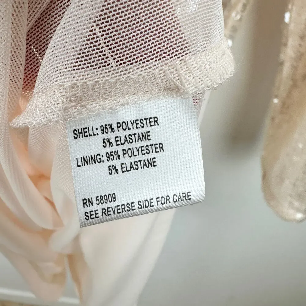 Gianni Bini Ruby Sequin Mini Dress Long Sleeve Cream Party Cocktail Medium NWT - Picture 8 of 13